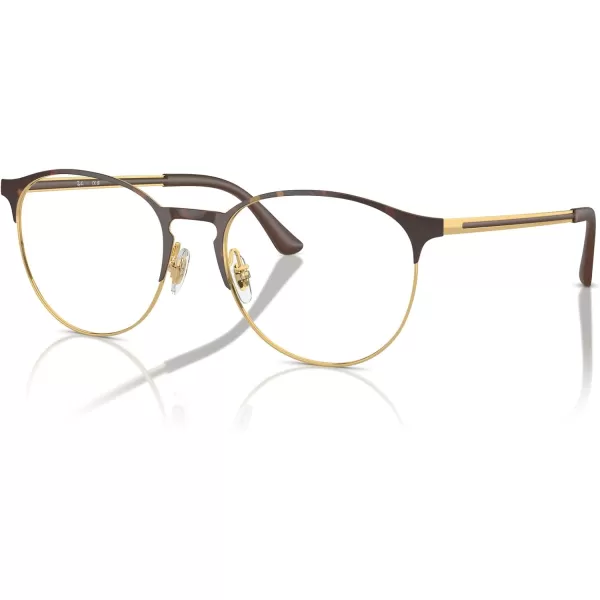 RayBan Rx6375 Round Prescription Eyeglass FramesHavana on GoldDemo Lens