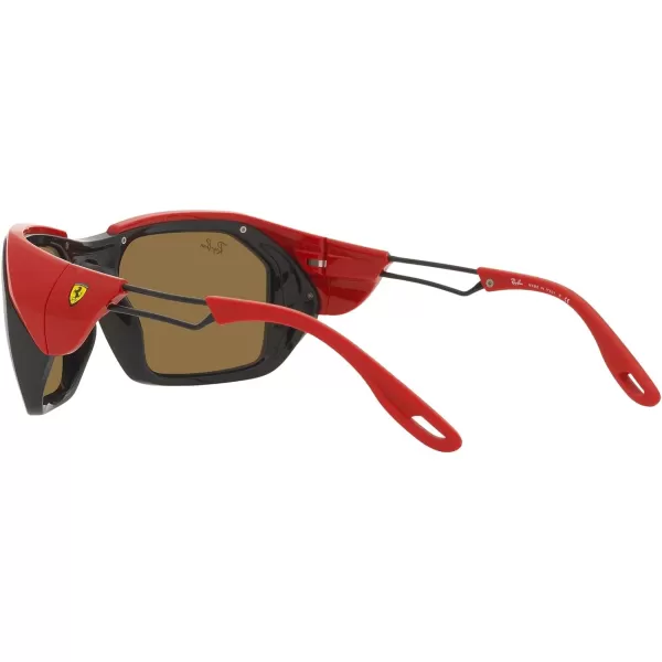 RayBan Womens Rb4367m Scuderia Ferrari Collection Rectangular SunglassesBlackBrown Mirrored Orange