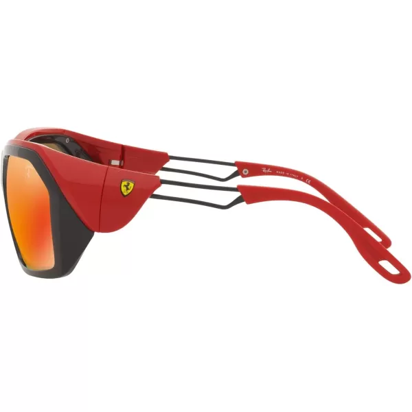 RayBan Womens Rb4367m Scuderia Ferrari Collection Rectangular SunglassesBlackBrown Mirrored Orange