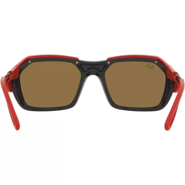 RayBan Womens Rb4367m Scuderia Ferrari Collection Rectangular SunglassesBlackBrown Mirrored Orange