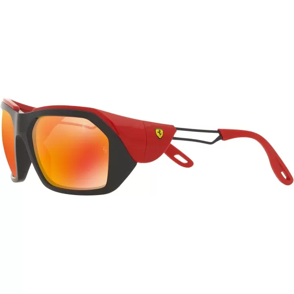 RayBan Womens Rb4367m Scuderia Ferrari Collection Rectangular SunglassesBlackBrown Mirrored Orange