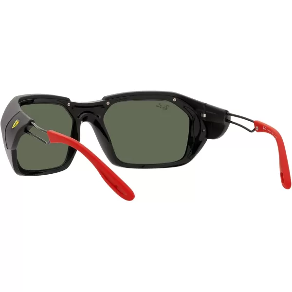 RayBan Womens Rb4367m Scuderia Ferrari Collection Rectangular SunglassesBlackDark Green