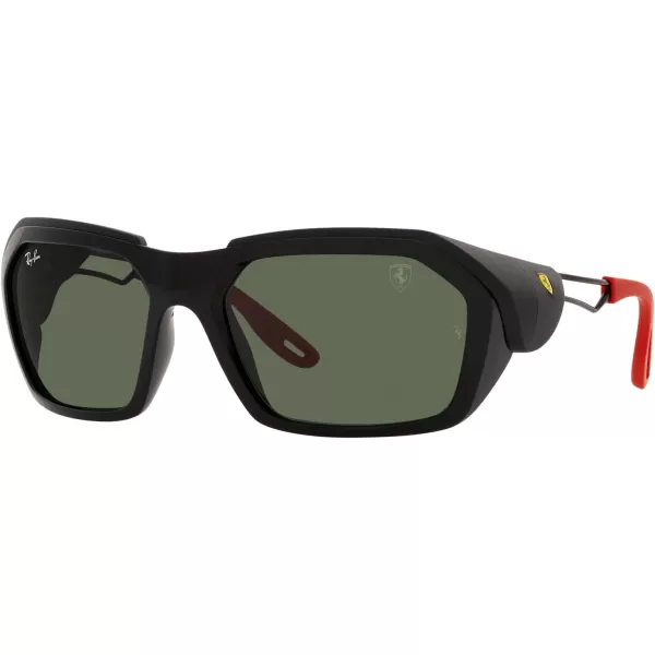 RayBan Womens Rb4367m Scuderia Ferrari Collection Rectangular SunglassesBlackDark Green