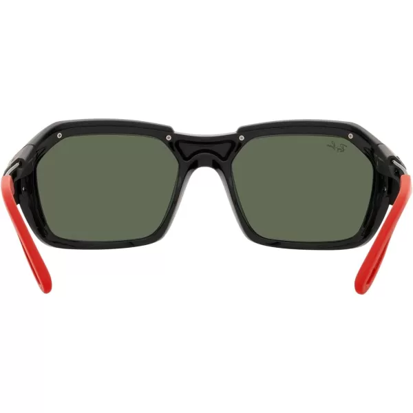 RayBan Womens Rb4367m Scuderia Ferrari Collection Rectangular SunglassesBlackDark Green