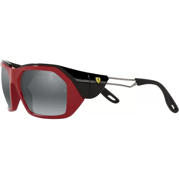 RayBan Womens Rb4367m Scuderia Ferrari Collection Rectangular SunglassesRedGrey Mirrored Silver Gradient