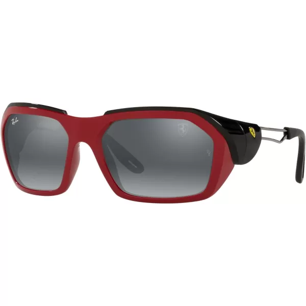 RayBan Womens Rb4367m Scuderia Ferrari Collection Rectangular SunglassesRedGrey Mirrored Silver Gradient