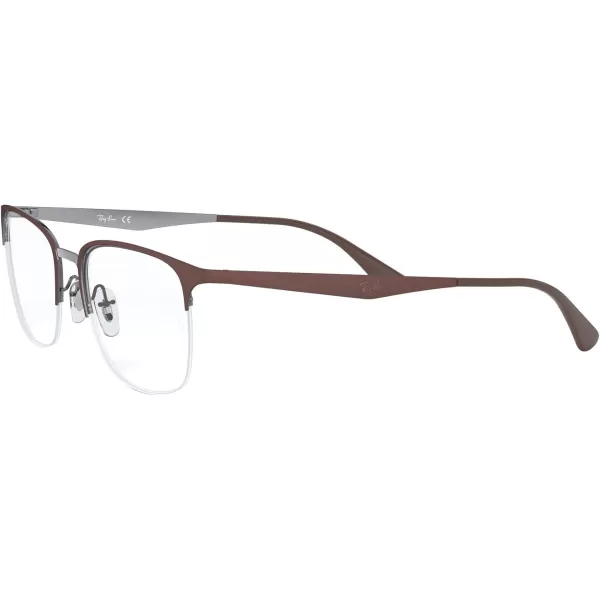 RayBan Womens Rx6433 Rectangular Prescription Eyeglass FramesMatte Brown on GunmetalDemo Lens