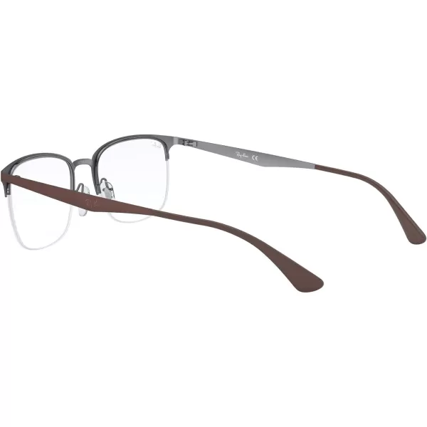 RayBan Womens Rx6433 Rectangular Prescription Eyeglass FramesMatte Brown on GunmetalDemo Lens