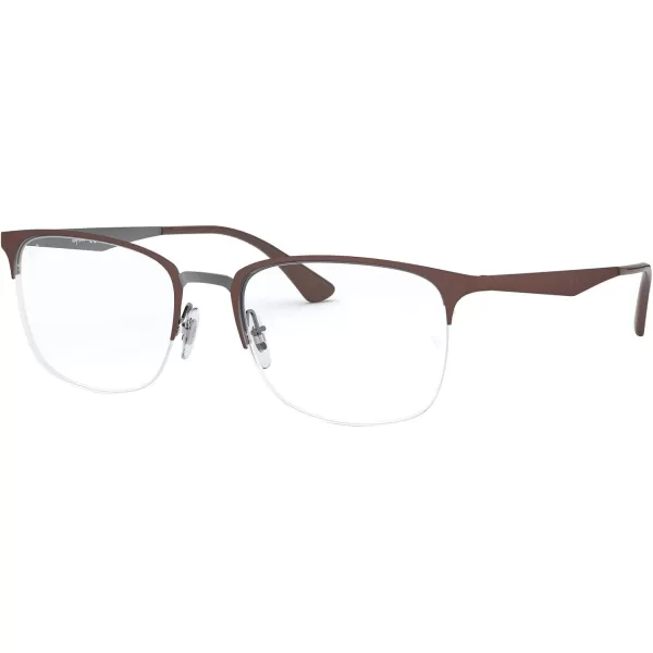 RayBan Womens Rx6433 Rectangular Prescription Eyeglass FramesMatte Brown on GunmetalDemo Lens