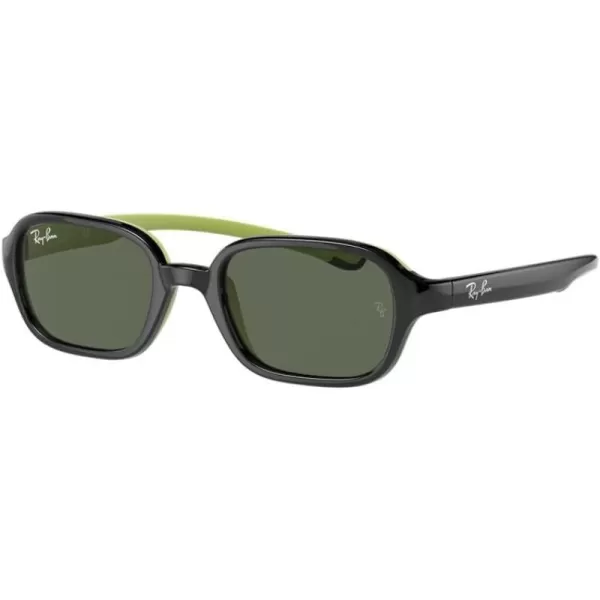 RayBan Boys Rj9074s Rectangular SunglassesBlack on Rubber GreenDark Green