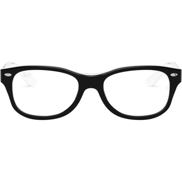 RayBan Junior Ry1544 Square Prescription Eyeglass Frames Black on WhiteDemo Lens 48 mmRayBan Junior Ry1544 Square Prescription Eyeglass Frames Black on WhiteDemo Lens 48 mm