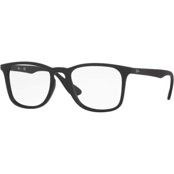 RayBan RX7074 Square Prescription Eyeglass FramesRubber BlackDemo Lens