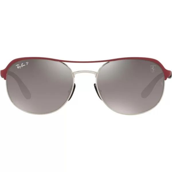 RayBan Rb3685m Scuderia Ferrari Collection Square SunglassesRed on SilverChromance Polarized Grey Mirrored Grey Gradient