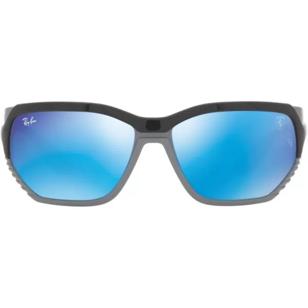 RayBan Rb4366m Scuderia Ferrari Collection Square SunglassesBlack on GreyLight Green Mirrored Blue