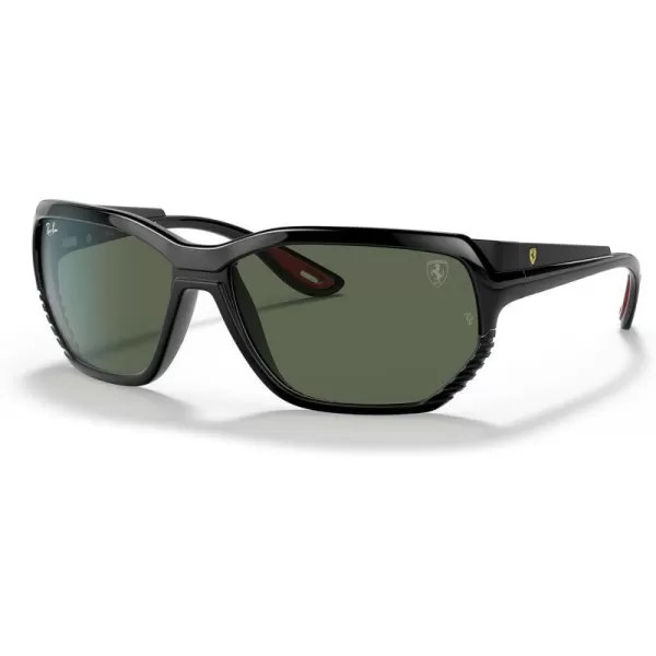 RayBan Rb4366m Scuderia Ferrari Collection Square SunglassesBlack on Matte BlackDark Green