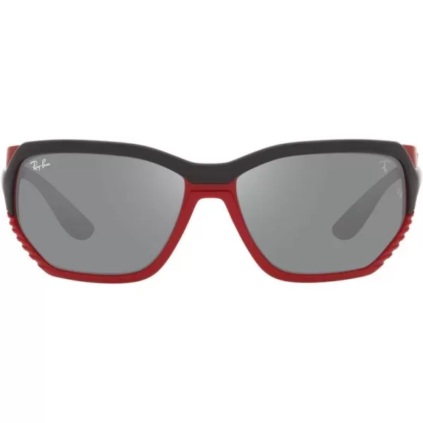 RayBan Rb4366m Scuderia Ferrari Collection Square SunglassesBlack on Matte RedGrey Mirrored Silver Gradient