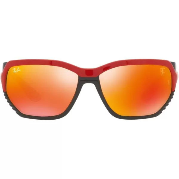 RayBan Rb4366m Scuderia Ferrari Collection Square SunglassesRed on BlackBrown Mirrored Orange