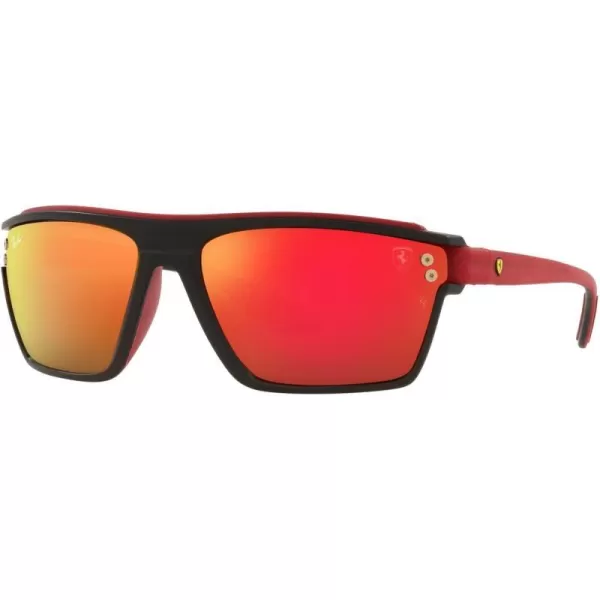 RayBan Rb4370m Scuderia Ferrari Collection Square SunglassesMatte Black on Rubber ReBrown Mirrored Orange