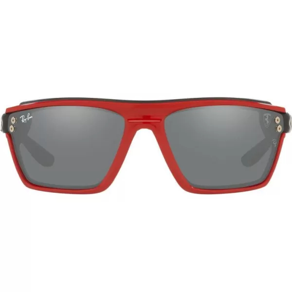 RayBan Rb4370m Scuderia Ferrari Collection Square SunglassesRed on Rubber BlackGrey Mirrored Silver