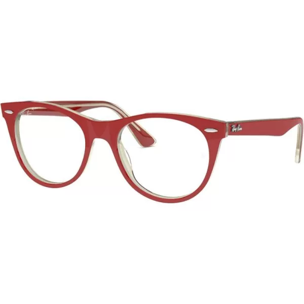 RayBan Rx2185v Wayfarer Ii Square Prescription Eyeglass FramesRed on Transparent GreyDemo Lens