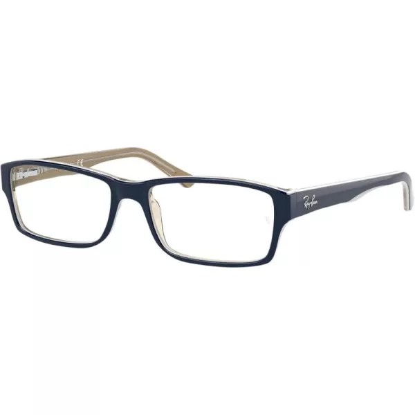 RayBan Rx5169 Rectangular Prescription Eyeglass FramesBlue on Transparent Light BrownDemo Lens