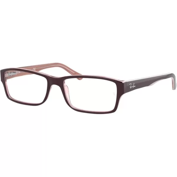 RayBan Rx5169 Rectangular Prescription Eyeglass FramesBrown on Transparent PinkDemo Lens