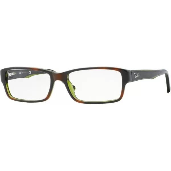 RayBan Rx5169 Rectangular Prescription Eyeglass FramesHavana on Green TransparentDemo Lens