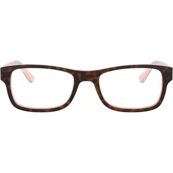 RayBan Rx5268 Rectangular Prescription Eyeglass FramesHavana on Opal PinkDemo Lens