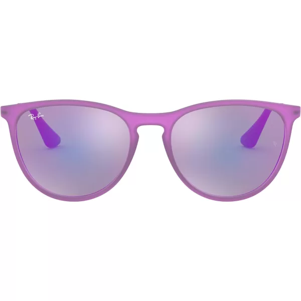 RayBan Boys Rj9060s Erika Round SunglassesViolet Fluorescent Transparent RubberGrey Mirrored Violet