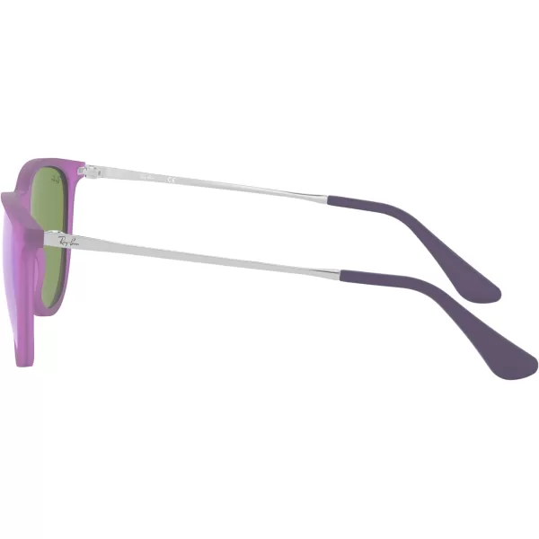 RayBan Boys Rj9060s Erika Round SunglassesViolet Fluorescent Transparent RubberGrey Mirrored Violet