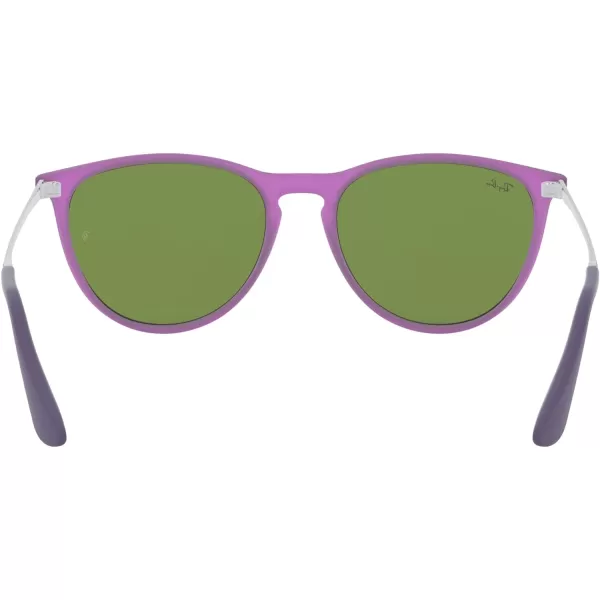 RayBan Boys Rj9060s Erika Round SunglassesViolet Fluorescent Transparent RubberGrey Mirrored Violet