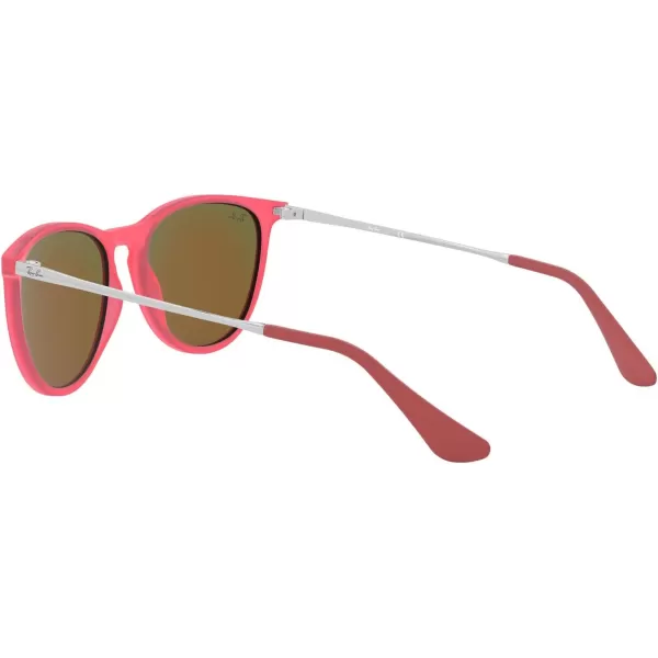 RayBan Junior Kids RJ9060sf Erika Asian Fit Round SunglassesFuchsia Fluorescent Transparent RubberBrown Mirrored Orange