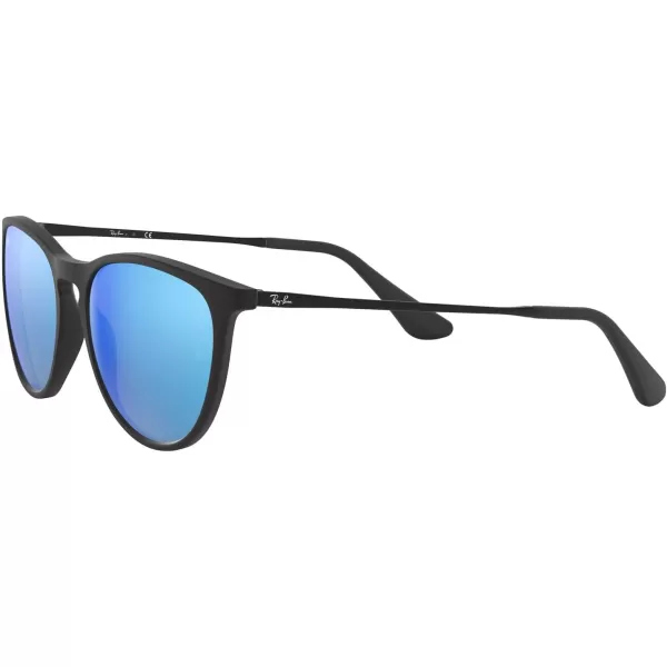 RayBan Junior Kids RJ9060sf Erika Asian Fit Round SunglassesRubber BlackBlue Flash