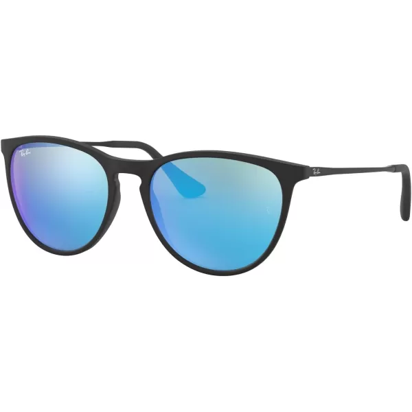 RayBan Junior Kids RJ9060sf Erika Asian Fit Round SunglassesRubber BlackBlue Flash