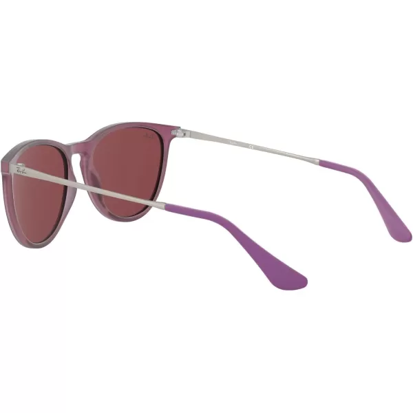 RayBan Junior Kids RJ9060sf Erika Asian Fit Round SunglassesRubber Transparent FuchsiaDark Violet