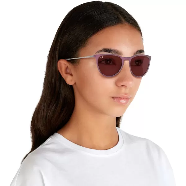 RayBan Junior Kids RJ9060sf Erika Asian Fit Round SunglassesRubber Transparent FuchsiaDark Violet