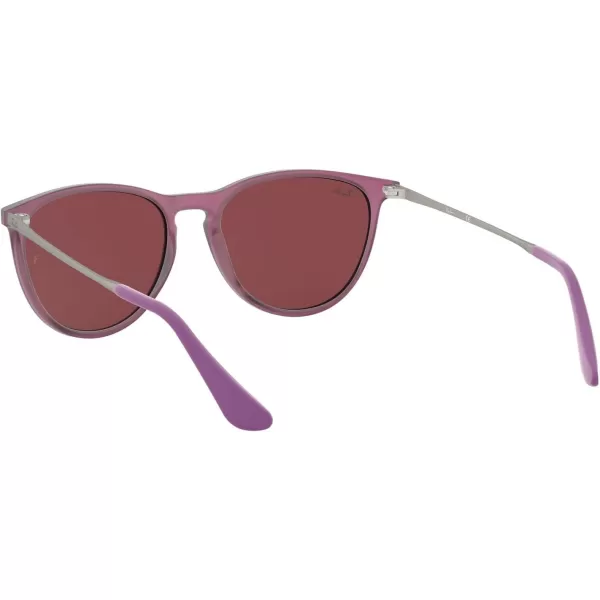 RayBan Junior Kids RJ9060sf Erika Asian Fit Round SunglassesRubber Transparent FuchsiaDark Violet