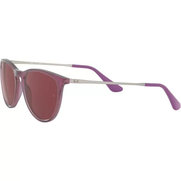 RayBan Junior Kids RJ9060sf Erika Asian Fit Round SunglassesRubber Transparent FuchsiaDark Violet