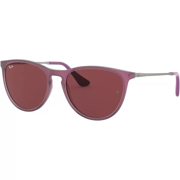 RayBan Junior Kids RJ9060sf Erika Asian Fit Round SunglassesRubber Transparent FuchsiaDark Violet