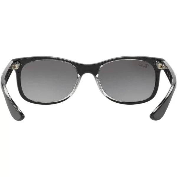 RayBan Junior RJ9052S New Wayfarer Square Sunglasses Matte Black On TransparentLight Grey Gradient Dark Grey 48 mmRayBan Junior RJ9052S New Wayfarer Square Sunglasses Matte Black On TransparentLight Grey Gradient Dark Grey 48 mm