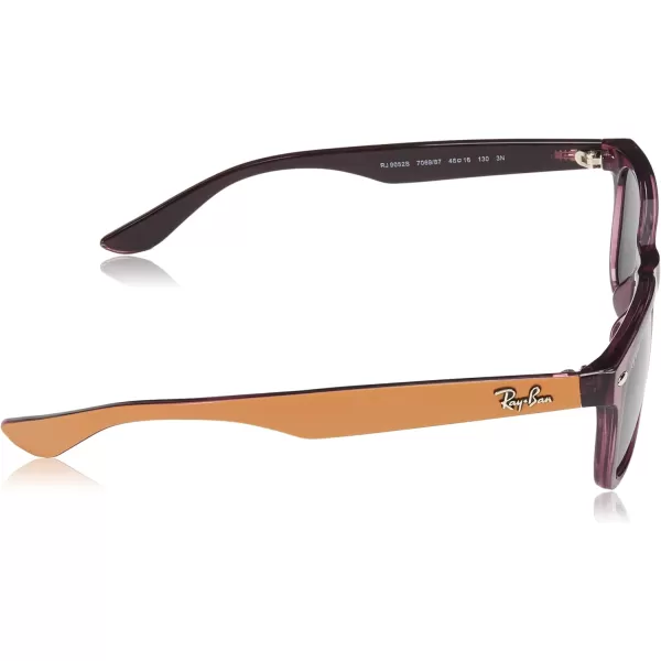 RayBan Junior RJ9052S New Wayfarer Square Sunglasses Transparent VioletDark Grey 48 mmRayBan Junior RJ9052S New Wayfarer Square Sunglasses Transparent VioletDark Grey 48 mm