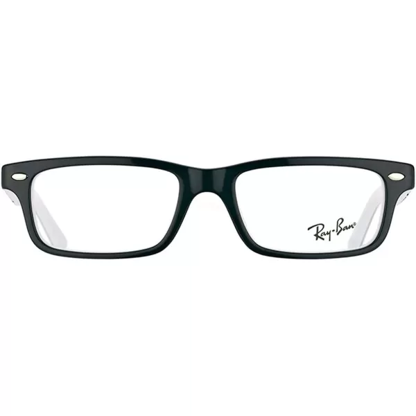 RayBan Junior Ry1535 Rectangular Prescription Eyeglass Frames Black on WhiteDemo Lens 48 mmRayBan Junior Ry1535 Rectangular Prescription Eyeglass Frames Black on WhiteDemo Lens 48 mm