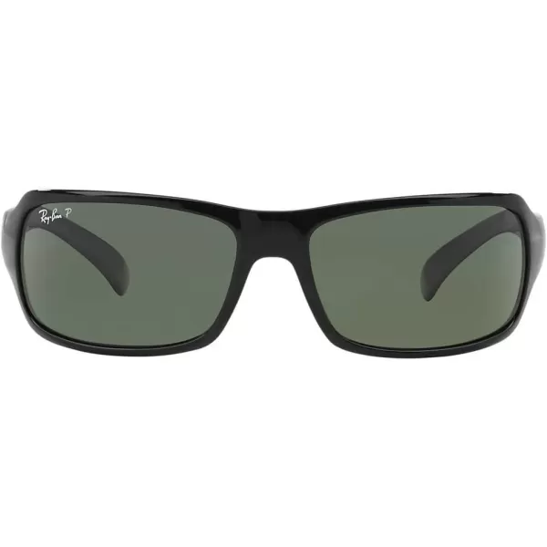 RayBan Mens Rb4075 Rectangular SunglassesBlackPolarized Dark Green