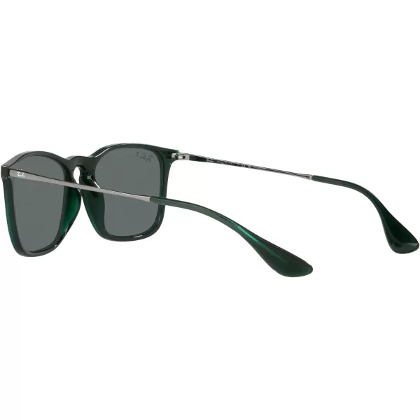 RayBan RB4187 Chris Square SunglassesTransparent GreenDark Grey Polarized