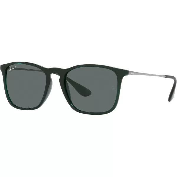 RayBan RB4187 Chris Square SunglassesTransparent GreenDark Grey Polarized