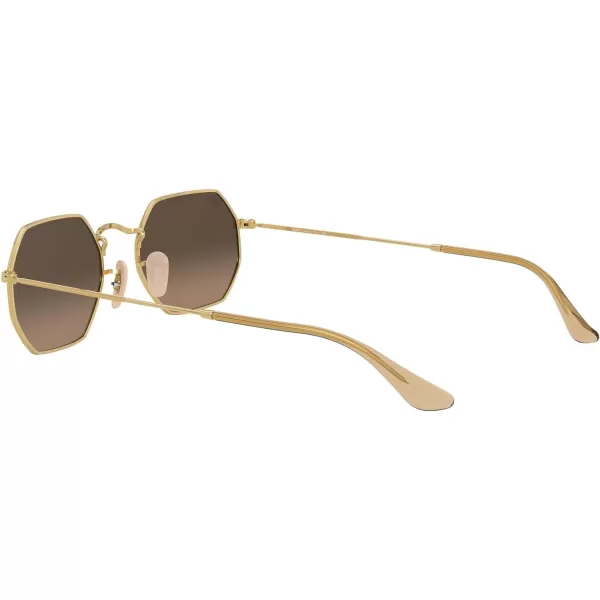 RayBan Rb3556n Octagonal Flat Lens SunglassesGoldBrown Gradient Grey