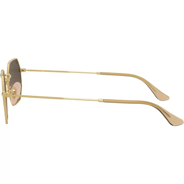 RayBan Rb3556n Octagonal Flat Lens SunglassesGoldBrown Gradient Grey