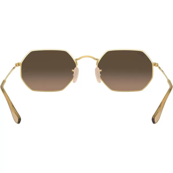 RayBan Rb3556n Octagonal Flat Lens SunglassesGoldBrown Gradient Grey