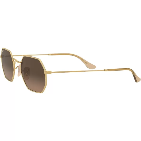 RayBan Rb3556n Octagonal Flat Lens SunglassesGoldBrown Gradient Grey