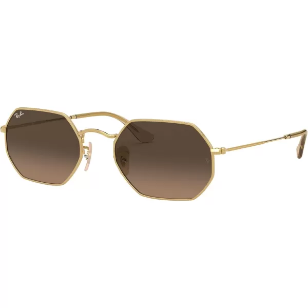 RayBan Rb3556n Octagonal Flat Lens SunglassesGoldBrown Gradient Grey